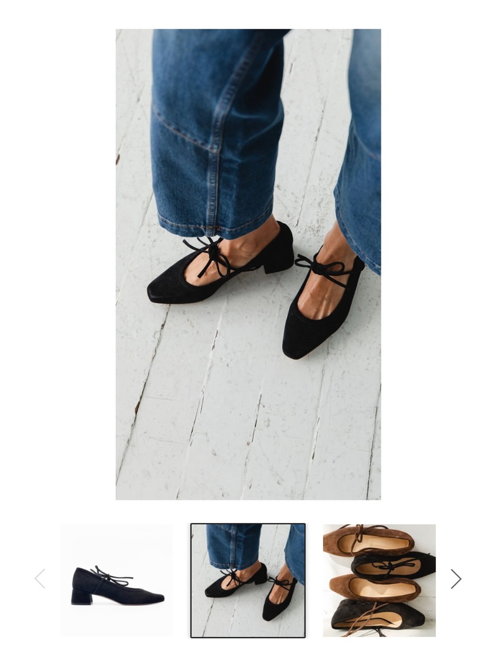 either/or Low Heel Ballet in Black Suede
